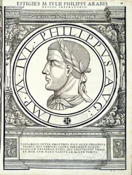 Iulius Philippus, Illustration aus Imperatorum romanorum omnium orientalium et occidentalium verissimae imagines ex antiquis numismatis